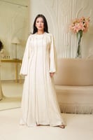 فستان لاطلاله عصريه بخامة حرير مغسول ياباني مشغول...