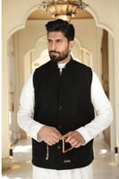 سديري رسمية جوخ ساده فاخر اللون أسود - مبطن فرو رم...