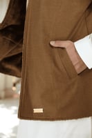 سديري رسمية كشمير فاخر لون جملي مبطن فرو بني دافئ