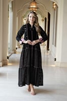 جلابية مناسبات باللون الأسود الملكي بمكس خامات فاخ...