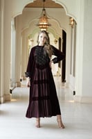 جلابية مناسبات بمكس خامات فاخره مخمل و شيفون بتطري...