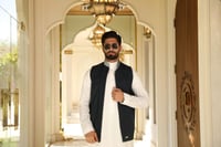 سديري بخامة كشمير دافئ وناعم دبل فيس - كحلي/ رمادي...