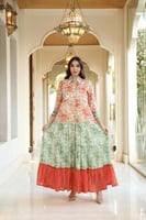 جلابية مناسبات بخامة قطن حرير مشجر ميتال برينت بتص...