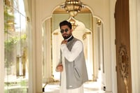 سديري بخامة كشمير دافئ وناعم دبل فيس - كحلي/ رمادي...