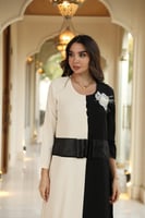 جلابيه لاطلاله جذابه بخامة كريب ناعم بلونين اسود و...