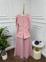 فستان وردي كم طويل للعيد