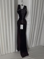 فستان مخمل مطرز فخم