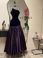 فستان مخمل موف على تفته