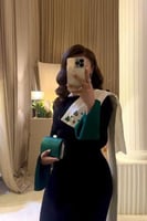 فستان اسود طويل مرصع فصوص كمام طويله