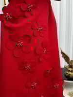 فستان احمر ورود مطرزه