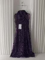 فستان موف مشجر على اكمام تل