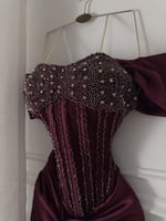 فستان عودي سهره مطرز