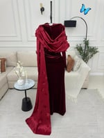 فستان مخمل بشال تفته مورد