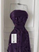 فستان موف مشجر على اكمام تل