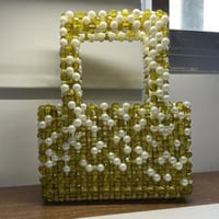 شنطة لؤلؤ وخرز أخضر حجم متوسط