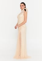 فستان سهرة طويل من الدانتيل بتصميم كتف واحد، يتميز...