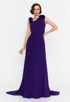 فستان سهرة طويل بدون أكمام، مصنوع من قماش الشيفون...