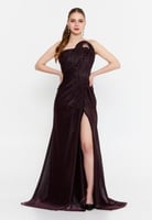 فستان طويل بدون أكمام، مصنوع من قماش لايكر الفاخر