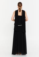 فستان سهرة أسود بدون أكتاف