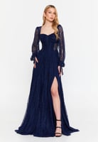 فستان سهرة أكتاف طويلة