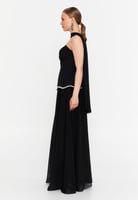 فستان سهرة أسود بدون أكتاف