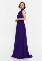 فستان سهرة طويل بدون أكمام، مصنوع من قماش الشيفون...