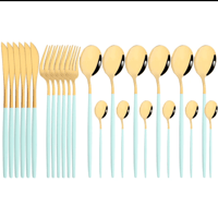 16 قطعة/المجموعة الذهب أواني الطعام مجموعة مرآة ال...