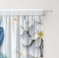 ستائر لتزيين المنزل مع جيب ، طاووس أزرق وأصفر ، مط...