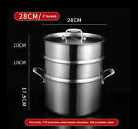 وعاء حساء سميك غير لاصق فولاذ مقاوم للصدأ بخار منز...