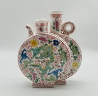 سلالة تشينغ كانجكسي الباستيل مزدوجة التنين زهرة نم...