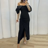 فستان طويل بياقة ساقطة للنساء ، فستان أميرة ، سبلي...