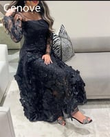 Cenove a-line فستان حفلة موسيقية أسود بياقة عالية...