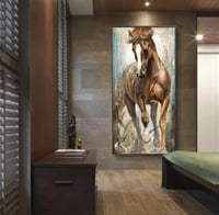 جدار الفن قماش تزيين اللوحة مجردة الحصان المشارك ط...