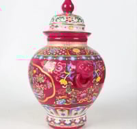 | برطمانات سيراميك صينية مطوية ، نمط زهور وطيور مط...