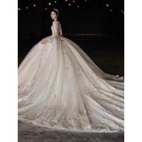 فستان زفاف رئيسي طويل الأكمام 2023 العروس الجديدة...