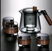 طقم إبريق شاي زجاجي جانبي ، فرن طين كهربائي ، تخمي...