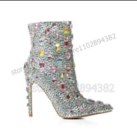 ملون جوهرة كريستال ديكور الكاحل أحذية للنساء ، أشا...