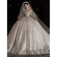 فستان زفاف رئيسي طويل الأكمام 2023 العروس الجديدة...