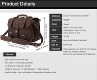 Vintage كريزي هورس جلد أصلي للرجال حقيبة حقيبة أعم...