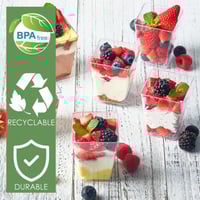 أكواب موس بلاستيكية للاستخدام مرة واحدة ، سلم شفاف...