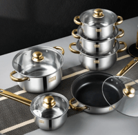 6 قطعة أواني مصنوعة من الفولاذ المقاوم للصدأ مجموع...