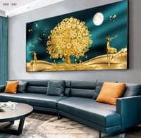 الذهب الغزلان النقدية البقرة القمر قماش اللوحة يطب...