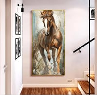 جدار الفن قماش تزيين اللوحة مجردة الحصان المشارك ط...