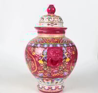 | برطمانات سيراميك صينية مطوية ، نمط زهور وطيور مط...