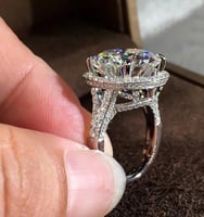 خاتم ألماس مويسانيتي مستدير للنساء ، خاتم خطوبة ،...