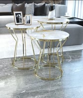 الرخام النمط الزخرفيه طاوله جانبيه الثلاثي