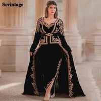 Sev vintage-فستان سهرة من المخمل ، 4 قطع ، على الط...