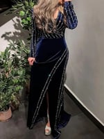 فساتين سهرة بحورية البحر بأكمام طويلة ، رقبة على ش...