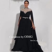 OIMG لامعة كريستال أسود الشيفون المرأة العربية الم...