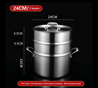 وعاء حساء سميك غير لاصق فولاذ مقاوم للصدأ بخار منز...